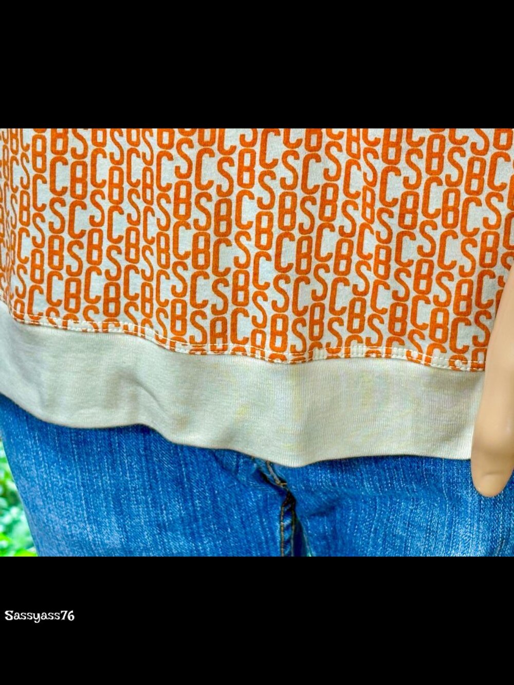 🆕SEE BY CHLOE▪️RARE Cream & Orange Monogram Long Sleeve Cotton Top - Picture 7 of 8